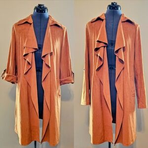 MARC NEW YORK Faux Suede Drape Front Coat